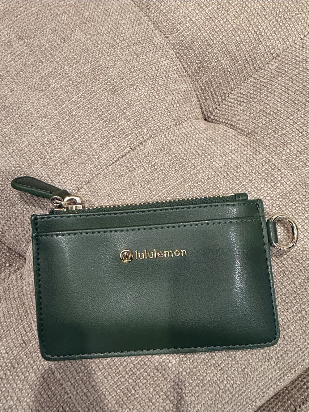 Lululemon Small Leather Card Wallet in Deep Green